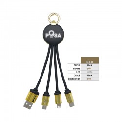 USB Hubs & Cables - Atesso 3n1 Light Up Charge Cable - Round