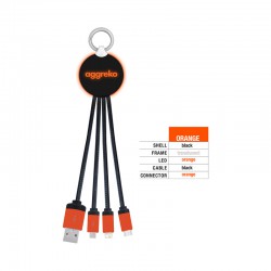 USB Hubs & Cables - Atesso 3n1 Light Up Charge Cable - Round