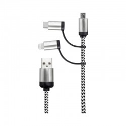 USB Hubs & Cables - Pesaro 3n1 Fabric Charge & Data Cable