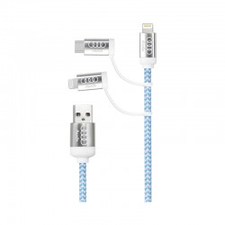 USB Hubs & Cables - Pesaro 3n1 Fabric Charge & Data Cable