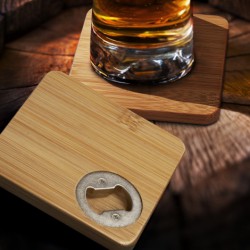 Coasters - Bamboo Bottle Opener Coaster Set of 2 - Square
