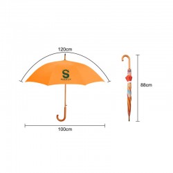 Custom Made Umbrellas - RPET Wooden Umbrella with Curved Handle