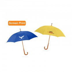 Custom Made Umbrellas - RPET Wooden Umbrella with Curved Handle