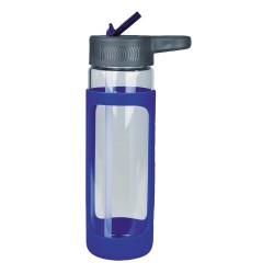 Stubby Holders - Sleeve Glass Drink Bottle with Sipper - Blue