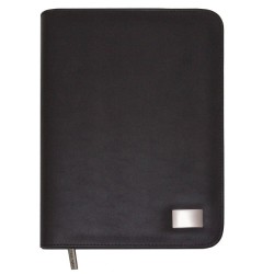 Non Leather Compendiums - A5 Zippered Compendium with Metal Plate