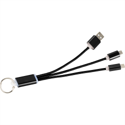 Metal Keyrings - Metal 3-in-1 Charging Cable with Key ring