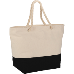 Cotton & Calico Tote Bags - Zippered 12oz Cotton Canvas Rope Tote