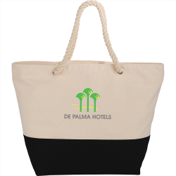 Cotton & Calico Tote Bags - Zippered 12oz Cotton Canvas Rope Tote