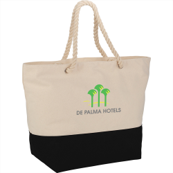 Cotton & Calico Tote Bags - Zippered 12oz Cotton Canvas Rope Tote