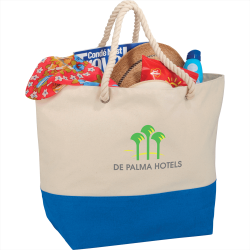 Cotton & Calico Tote Bags - Zippered 12oz Cotton Canvas Rope Tote