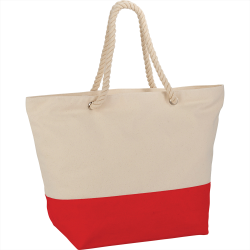 Cotton & Calico Tote Bags - Zippered 12oz Cotton Canvas Rope Tote