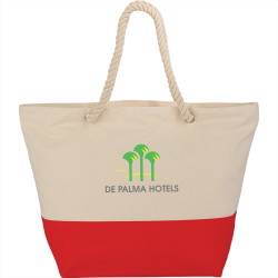 Cotton & Calico Tote Bags - Zippered 12oz Cotton Canvas Rope Tote