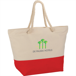 Cotton & Calico Tote Bags - Zippered 12oz Cotton Canvas Rope Tote