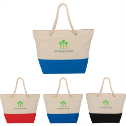 Cotton & Calico Tote Bags - Zippered 12oz Cotton Canvas Rope Tote